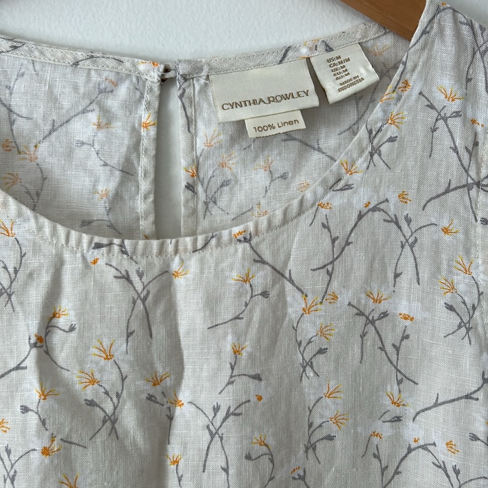 Cynthia Rowley 100% Linen A-Line Floral Print Dress Size Medium - Picture 2 of 4